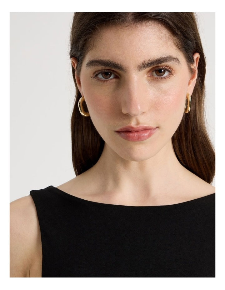 Waterproof Oval Shaped Hoops in Gold