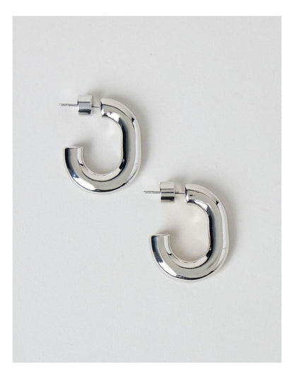Waterproof Oval Shaped Hoop in Silver