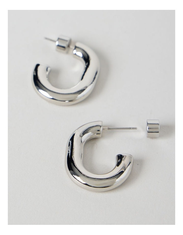 Waterproof Oval Shaped Hoop in Silver