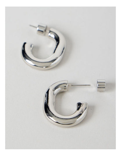 Waterproof Oval Shaped Hoop in Silver
