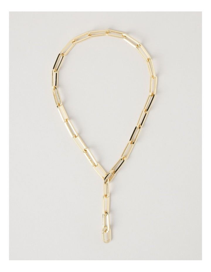 Chain Lariat Necklace in Gold