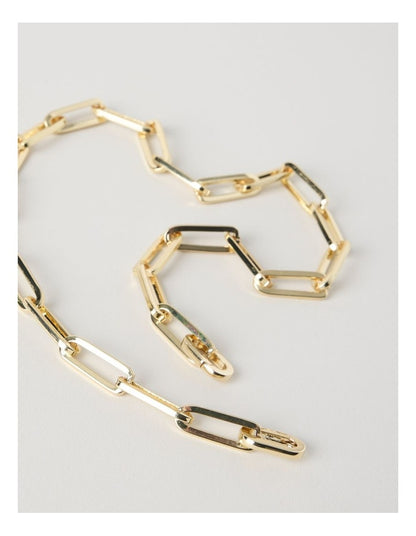 Chain Lariat Necklace in Gold