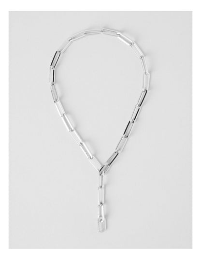 Chain Lariat Necklace in Silver