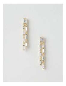 Diamante and Chain Earrings in Gold