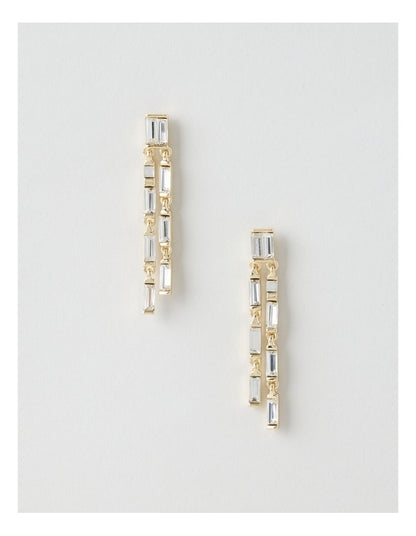 Diamante and Chain Earrings in Gold