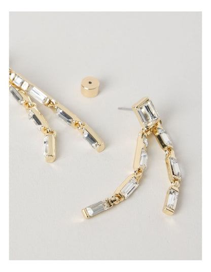 Diamante and Chain Earrings in Gold