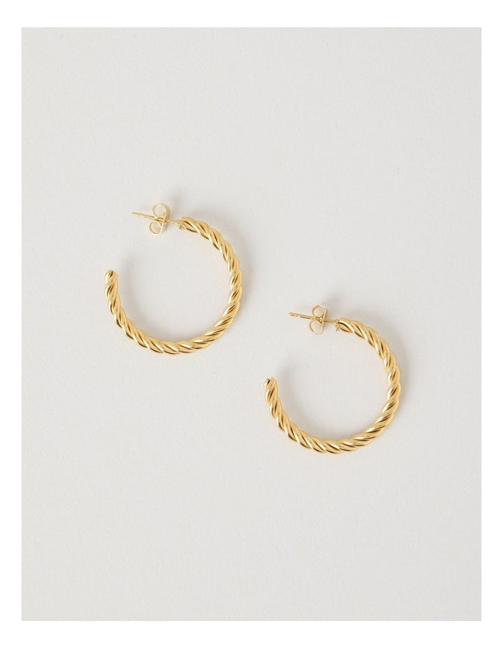 Waterproof Twist Hoop Earring in Gold