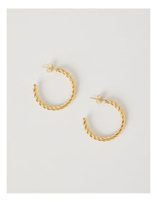 Waterproof Twist Hoop Earring in Gold