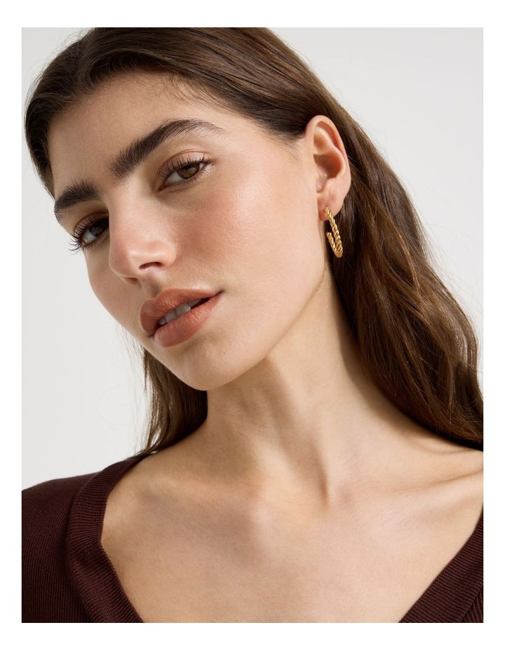 Waterproof Twist Hoop Earring in Gold