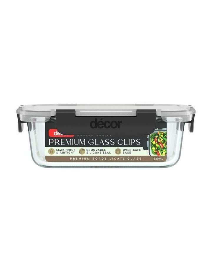Premium Glass Clips Oblong 630ml in Multi