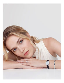 Ophelia Mini 22mm Black Leather Steel Watch