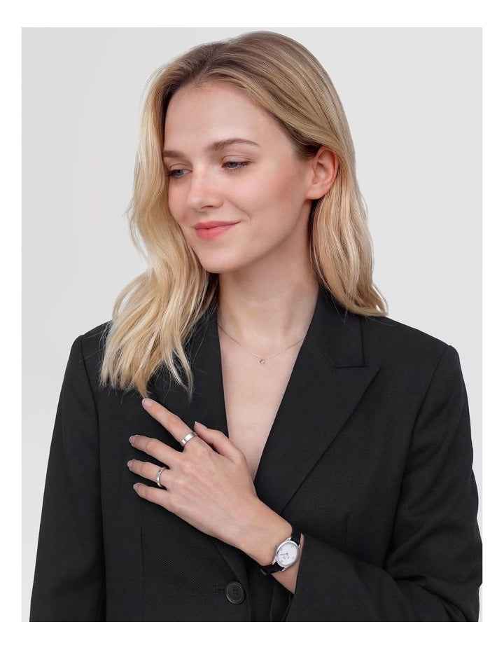 Ophelia Mini 22mm Black Leather Steel Watch