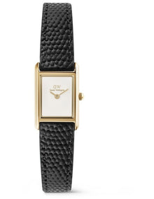 Bound Mini 17mm Black Leather Gold Watch
