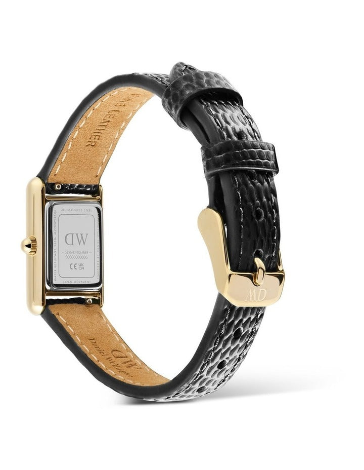 Bound Mini 17mm Black Leather Gold Watch