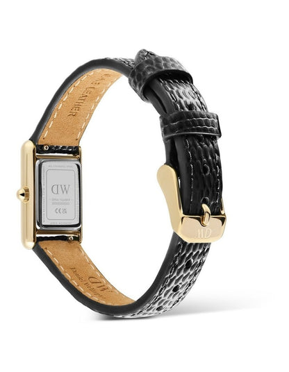 Bound Mini 17mm Black Leather Gold Watch