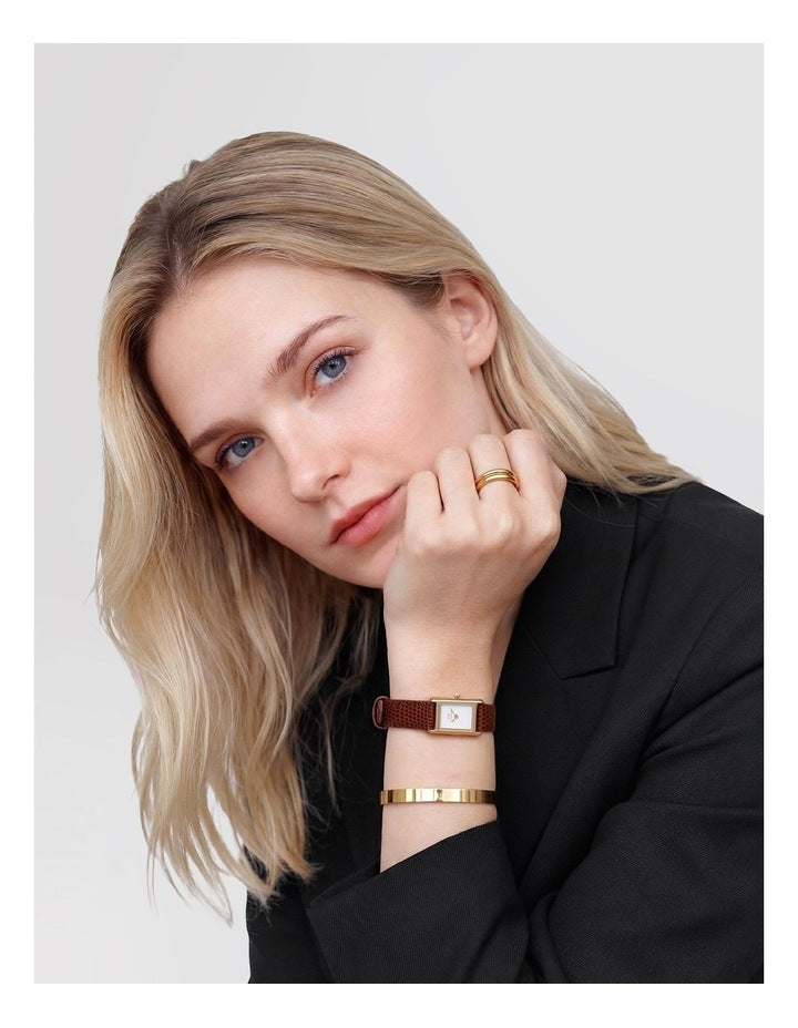 Bound Mini 17mm Brown leather Gold Watch