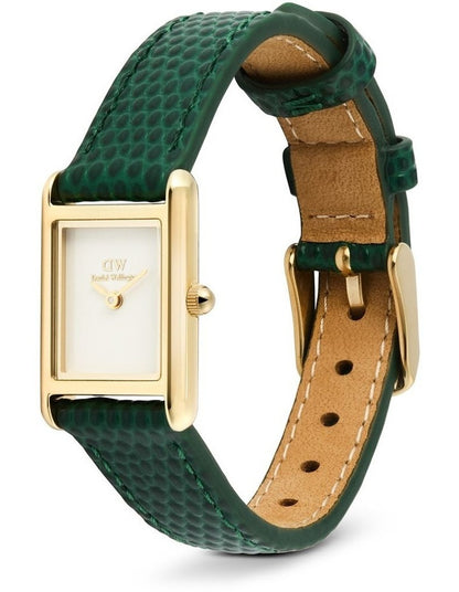 Bound Mini 17mm Green Leather Gold Watch