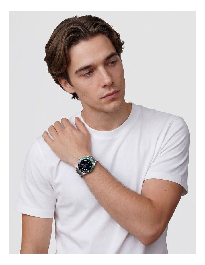 Iconic GMT 40mm Link Ceramic Bezel Steel Watch