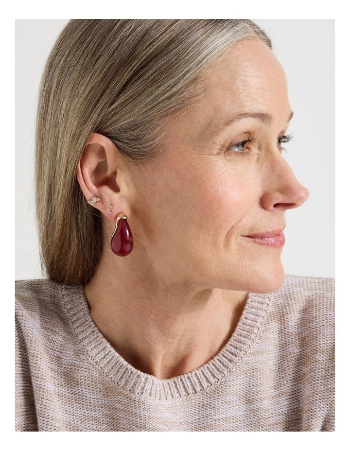 Teardrop Earrings in Burgundy