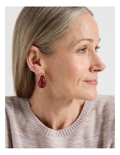 Teardrop Earrings in Burgundy