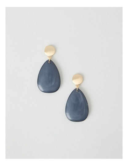 Smooth Resin Drop Earring in Blue