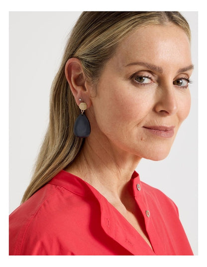 Smooth Resin Drop Earring in Blue
