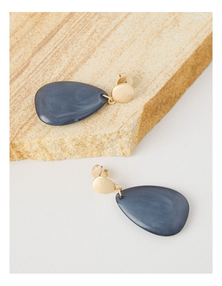 Smooth Resin Drop Earring in Blue