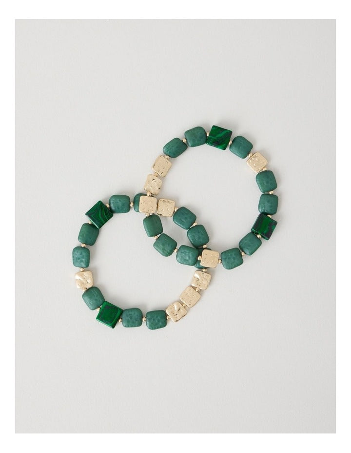 Green Square Bead Bracelet