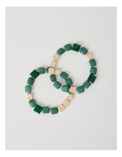 Green Square Bead Bracelet