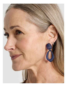 Organic Drop Earrings in Navy