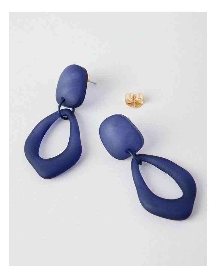 Organic Drop Earrings in Navy