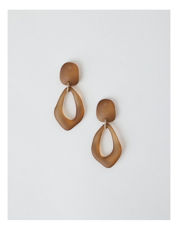 Organic Drop Earrings in Brown