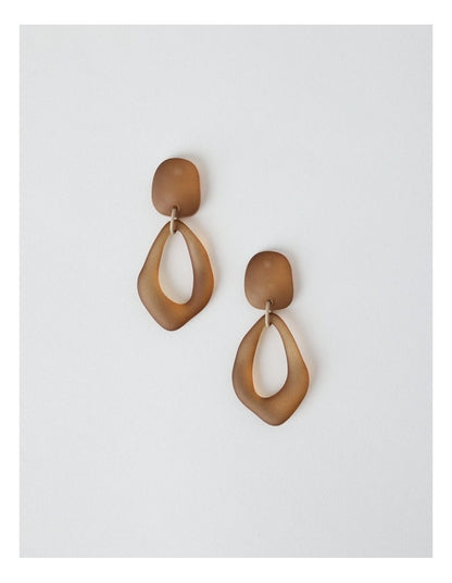 Organic Drop Earrings in Brown