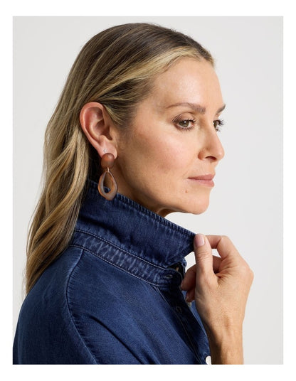 Organic Drop Earrings in Brown