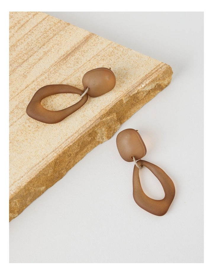 Organic Drop Earrings in Brown