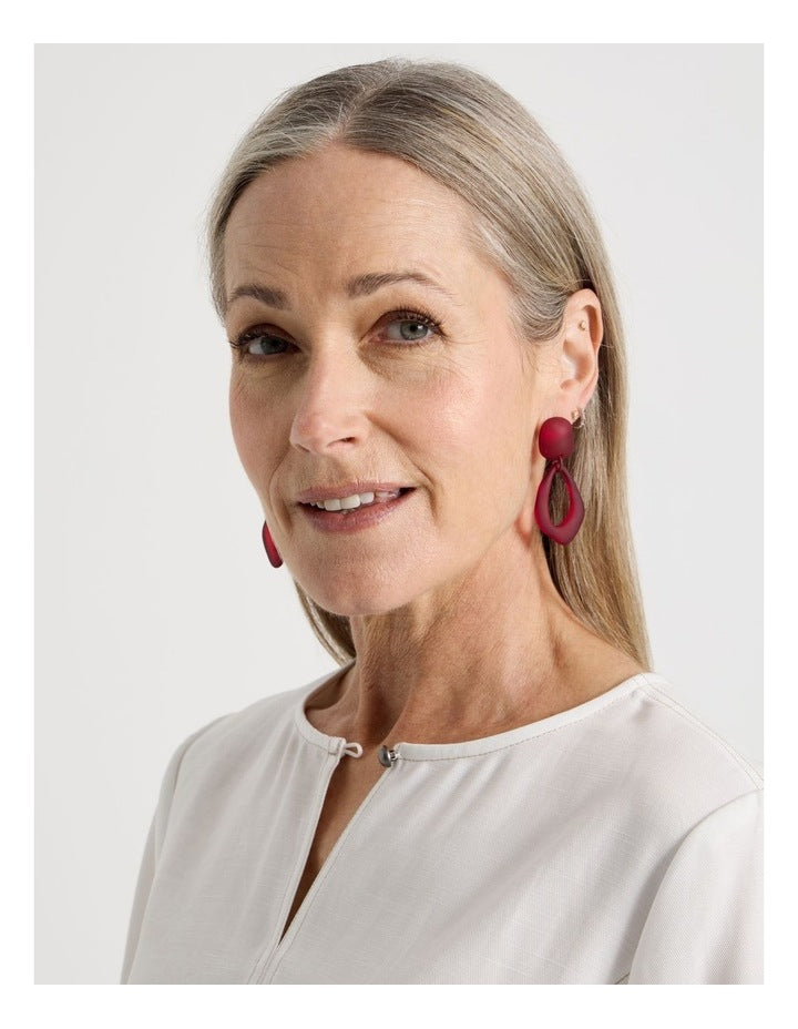 Organic Drop Earrings in Burgundy