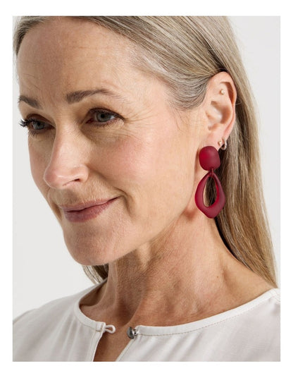 Organic Drop Earrings in Burgundy