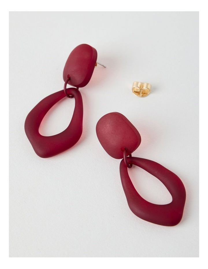 Organic Drop Earrings in Burgundy