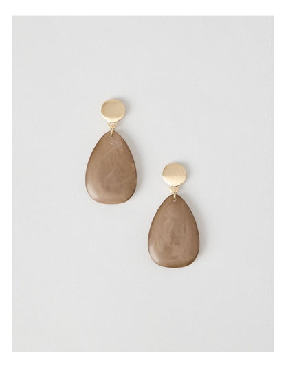 Smooth Resin Drop Earrings in Tannin