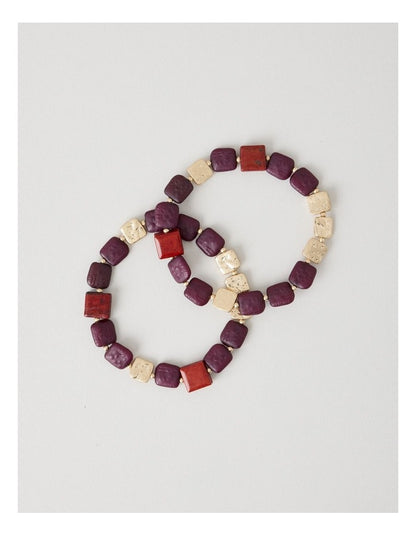 Burgundy Square Bead Bracelet