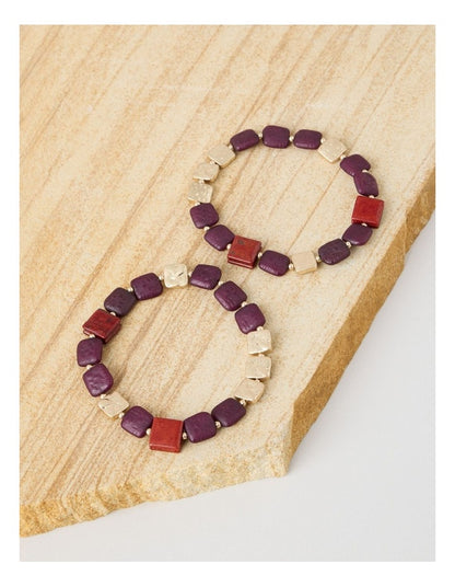 Burgundy Square Bead Bracelet