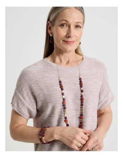 Burgundy Square Bead Bracelet