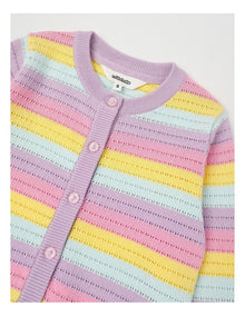 Summer Cardigan With Wavy Stripes in Rainbow