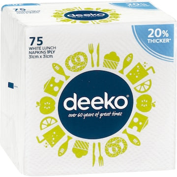 Deeko Extra Thick Serviette 1Ply 75 pack