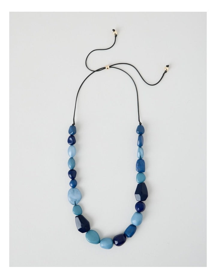 Multi Stone Necklace in Navy