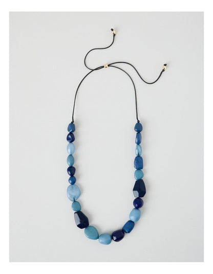 Multi Stone Necklace in Navy