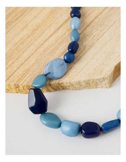 Multi Stone Necklace in Navy