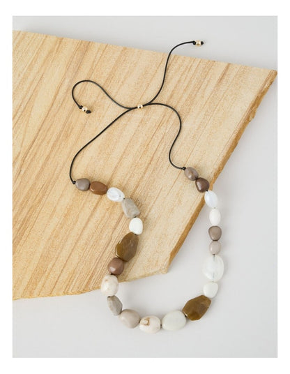 Multi Stone Necklace in Beige