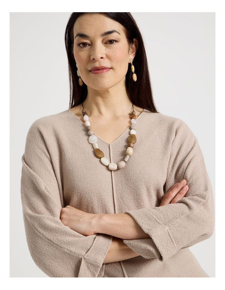 Multi Stone Necklace in Beige