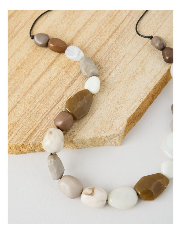 Multi Stone Necklace in Beige